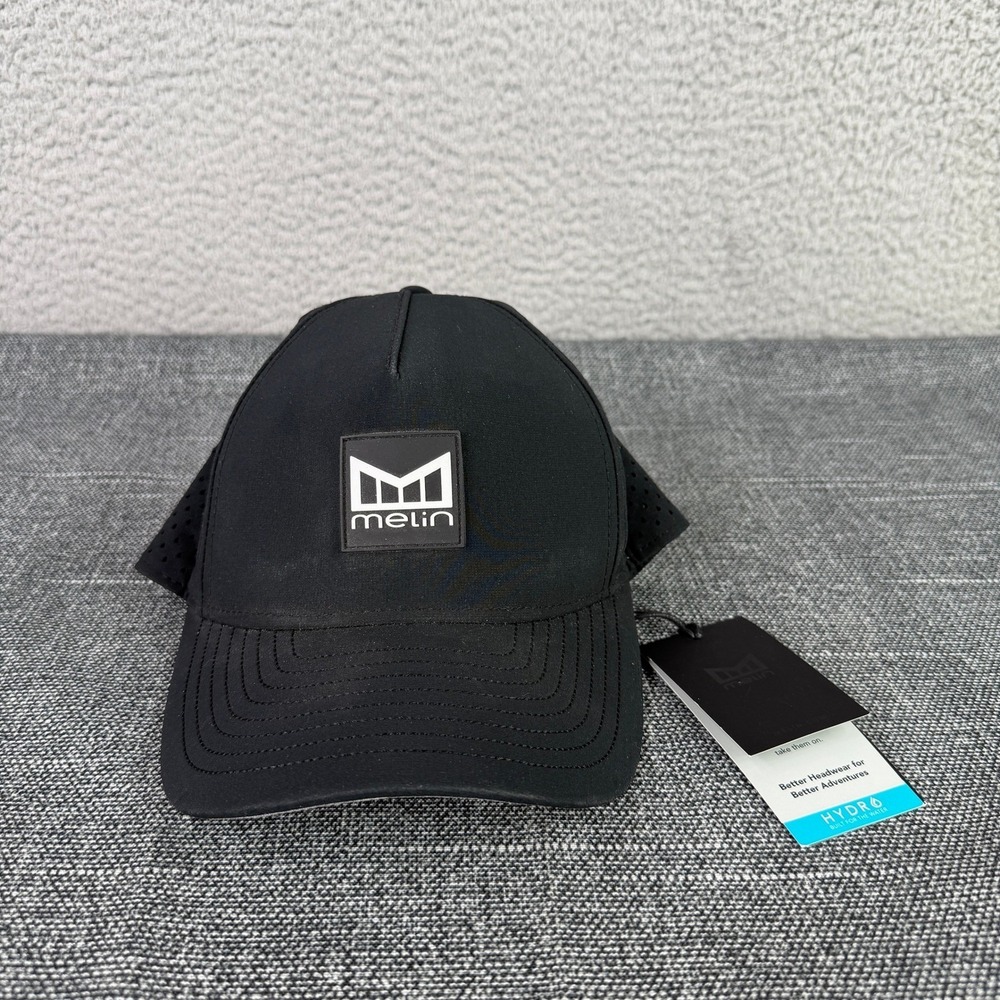 Melin Odyssey Stacked Hydro Hat Mens OSM Black Water Resistant Snapback Cap